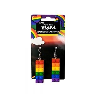 Rainbow Lego Design Earrings