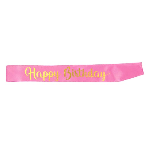Happy Birthday Party Sash Light Pink