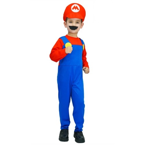 InkedChild Mario Red Plumber Costume