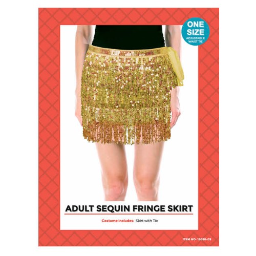 Sequin Fringe Skirt Gold