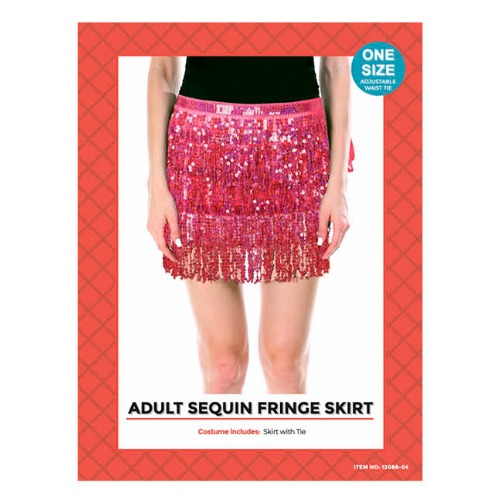 Sequin Fringe Skirt Hot Pink 1