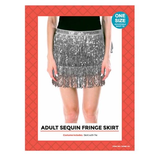 Sequin Fringe Skirt Silver