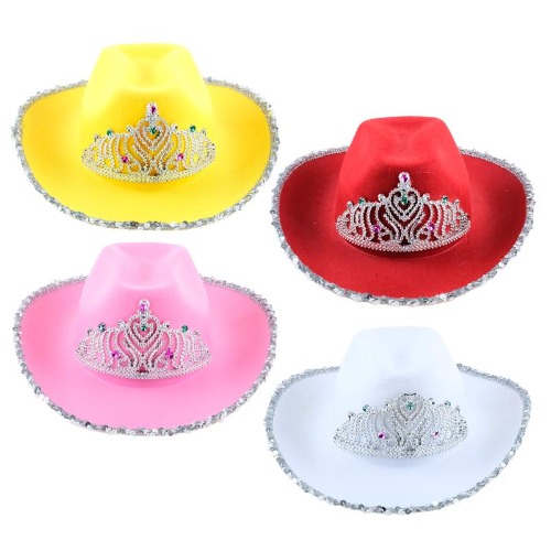 Craft Hat Premium Cowgirl Flocked With Tiara Kids Size 1