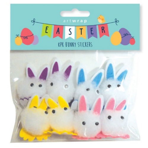 Easter Bunny Fluffy 3D Stickers Purple Blue Yellow Pink 4.5cm 1 1