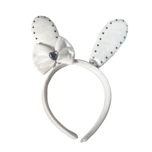 Easter Bunny Headband with Bow Diamante White 1