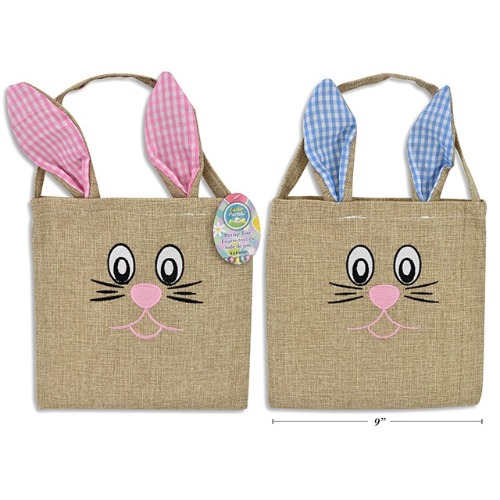 Easter Burlap Tote wit Bunny Face 33cm