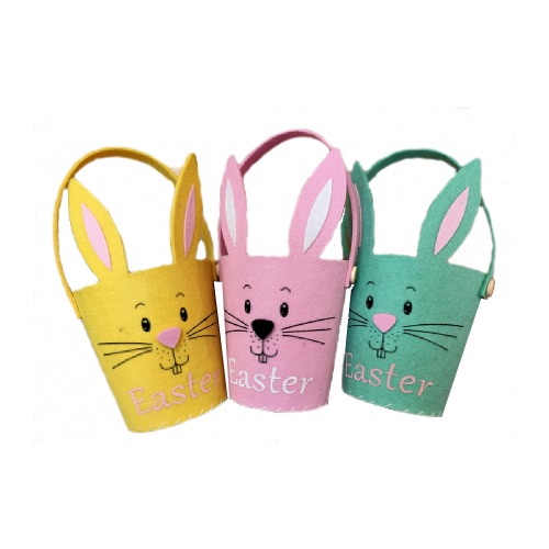 Easter Felt Bucket Bunny Design Pink Green 1 1