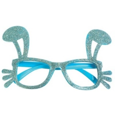 Easter Glitter Blue Bunny Party Glasses Kids Size 1