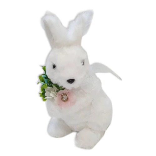 Easter Plush Rabbit with Flower Decoration 14cm x 26cm 1