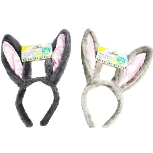 Satin Patch Plush Bunny Ear Headband 1 1