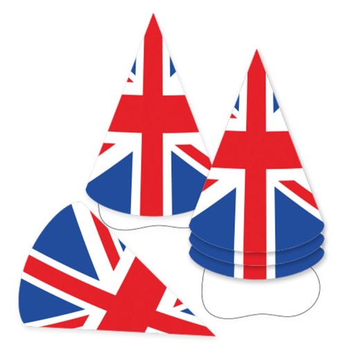 6pk Patriotic British Flag Party Hats