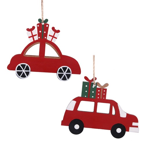 2A Christmas Car With Gifts Tree Ornament 10x8cm