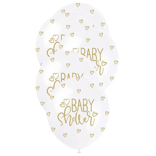 Baby Shower Gold 5 x 30cm Pearl White Balloons