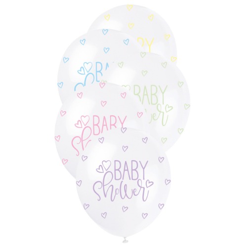 Baby Shower Pastel Assorted 5 x 30cm Pearl White Balloons