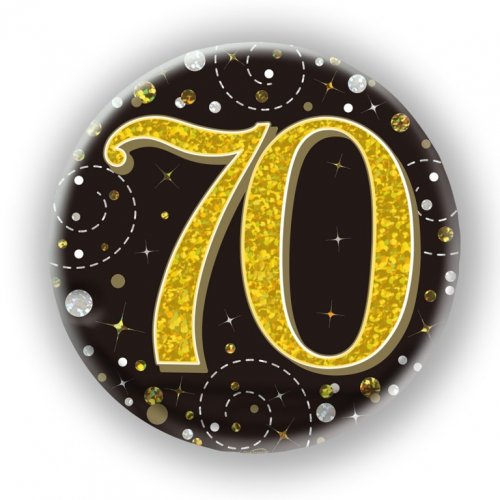 Badge 75mm Sparkling Fizz 70 Black Gold