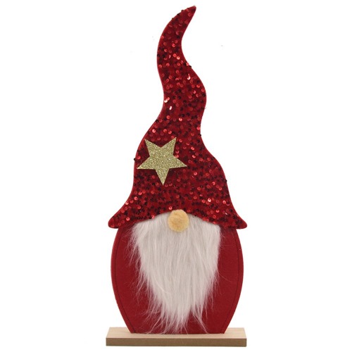 Christmas Gnome With Sequin Hat Red 23X49cm