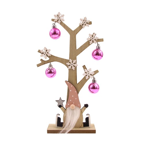 Christmas Tree With Pink Gnome 16X30cm