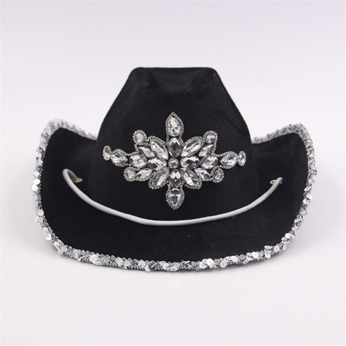 Deluxe Black Rhinestone Cowboy Cowgirl Hat