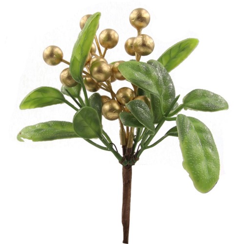 Gold Mistletoe Pick 21cm
