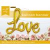 LOVE Gold Foil Balloon Banner with Ribbon 1 1