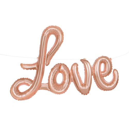 LOVE Rose Gold Foil Balloon Banner with Ribbon 1