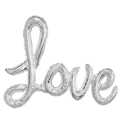 LOVE Silver Foil Balloon Banner with Ribbon 1