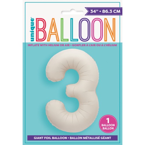 Matte Nude Numberal 3 Foil Balloon 1