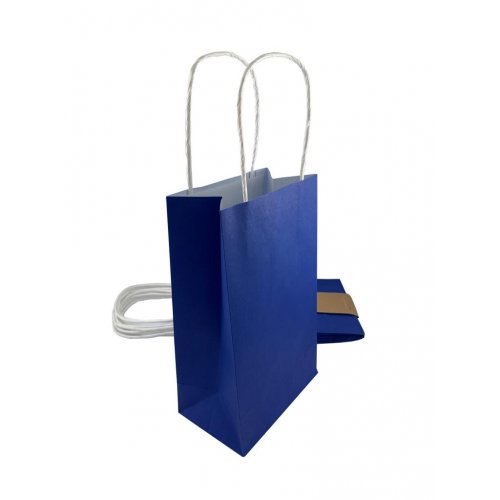 Party Bag Paper 215 x 130 x 80mm Navy Blue Pack 5