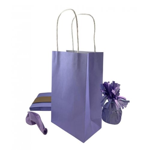 Party Bag Paper 215 x 130 x 80mm Pastel Lavender Pack 5