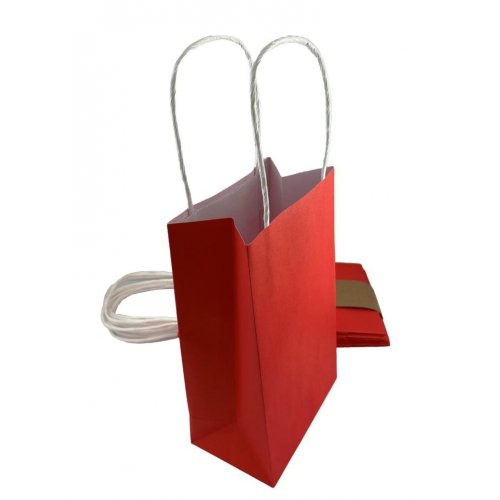 Party Bag Paper 215 x 130 x 80mm Red Pack 5