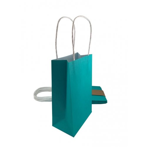 Party Bag Paper 215 x 130 x 80mm Teal Pack 5