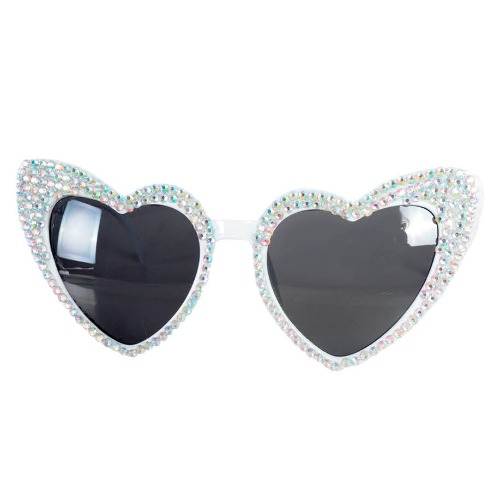 White Diamante Heart Shape Glasses