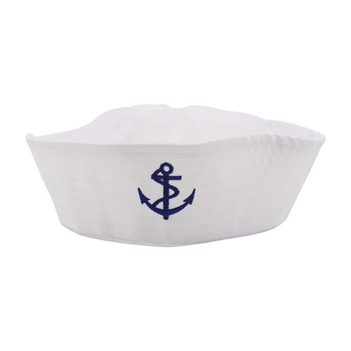 White Sailor Gob Hat with Anchor