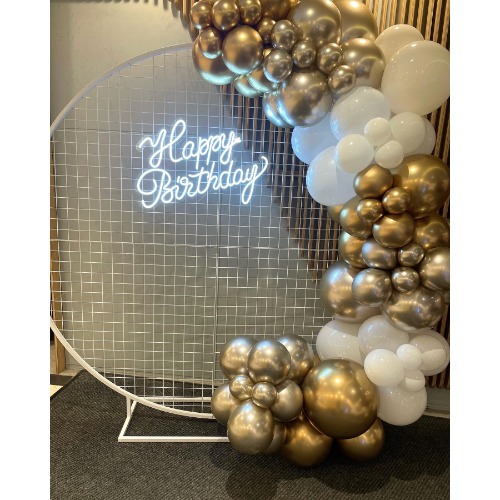 Chrome Gold with Champagne Gold & White Balloon Garland