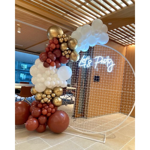 Chrome Gold with Terracotta & White Balloon Garland Setup ()