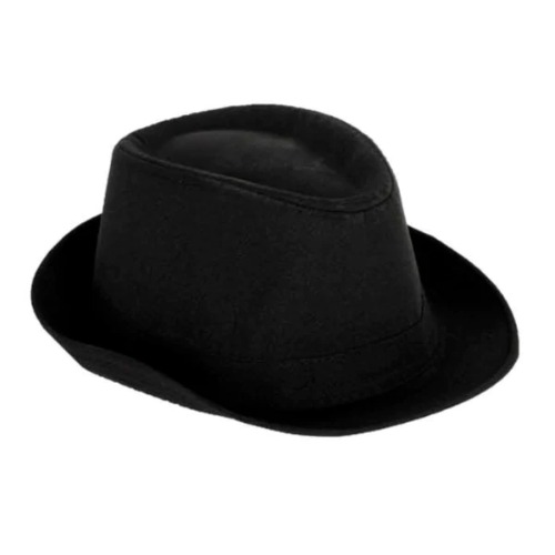 Black Trilby Fedora Hat with Black Ribbon