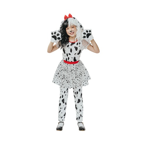 Dalmatian Girl Book Week Costume Headpiece Jumpsuit Gloves Skirt
