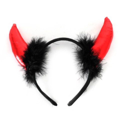 Red Devil Headband with Fluff Halloween Accessory
