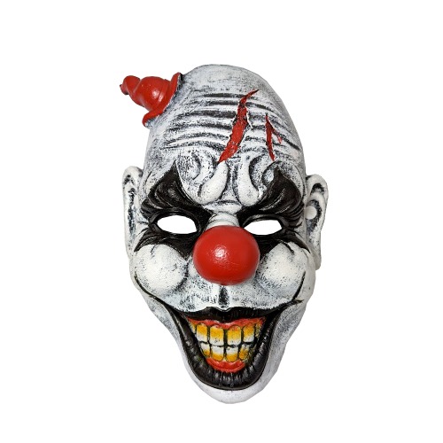 Grinning PU Clown Mask with Red Cone Hat
