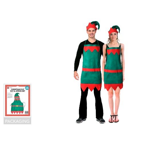 Christmas Adult Elf Hat & Apron Set