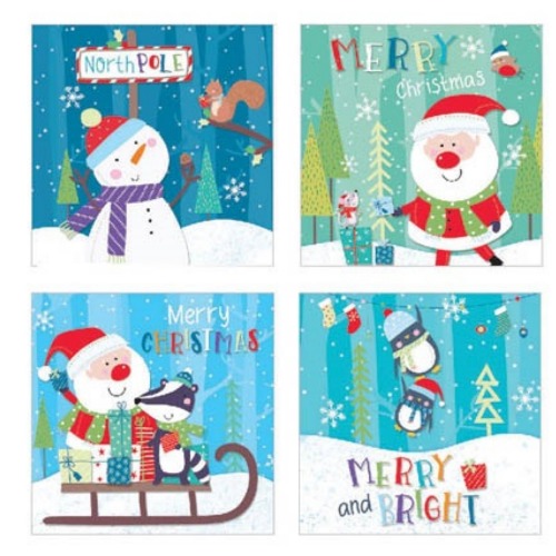 Christmas Cards Value Pack Kids Santa Snowman Penguin Pack of