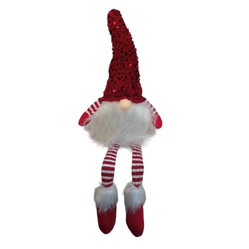 Christmas Fabric Gnome with Sequin Hat Shelf Sitting