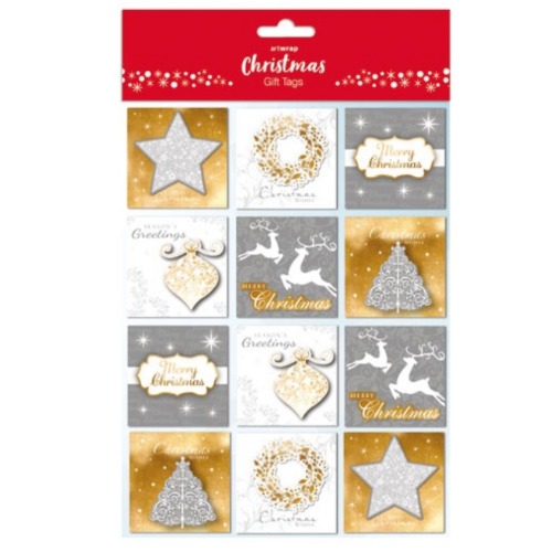 Christmas Gift Tag Formal Gold & Silver Pack of