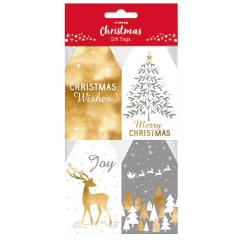 Christmas Gift Tag Gold Silver Pack of