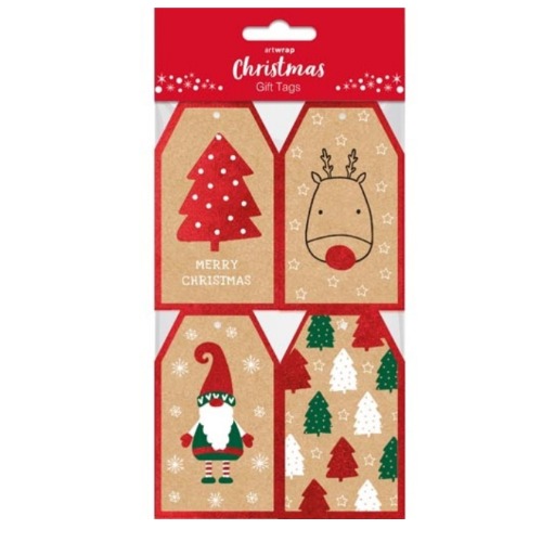 Christmas Gift Tag Kraft Contemporary Pack of
