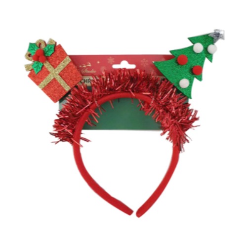 Christmas Headband Tinsel Trim with Gift Box & Tree