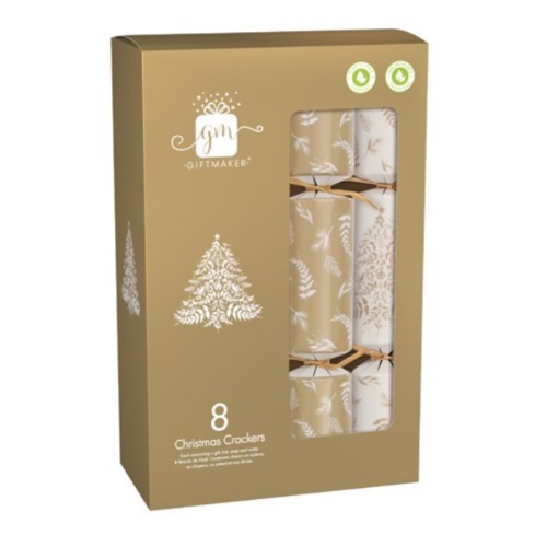 Premium Christmas Crackers Cream Gold Pack of