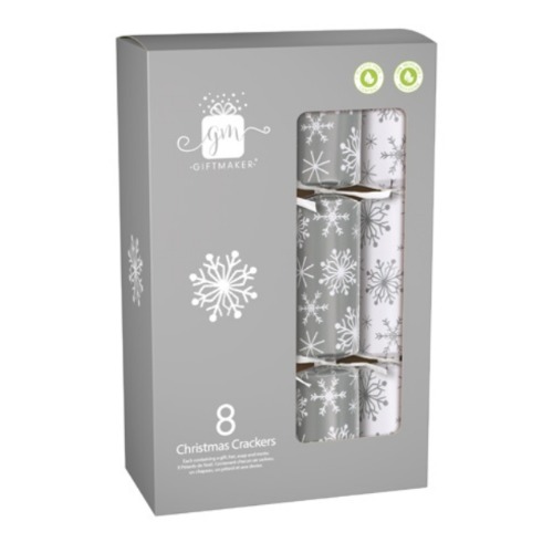 Premium Christmas Crackers White Silver Pack of