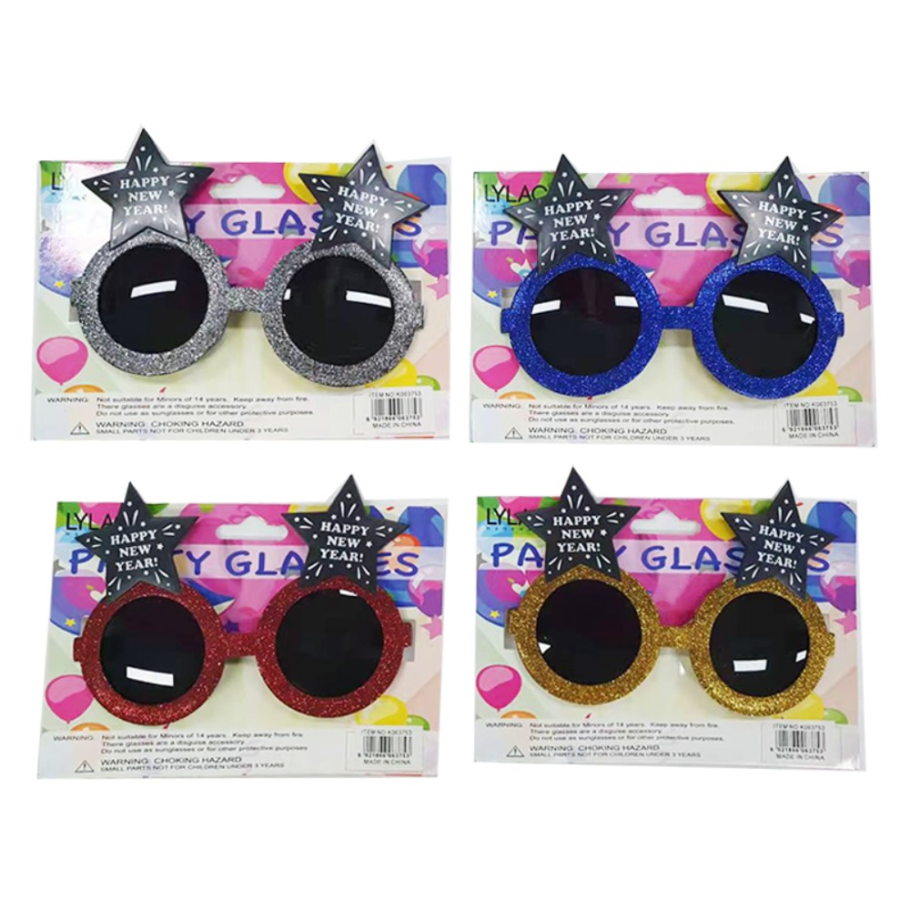 Happy New Year Glitter Party Glasses