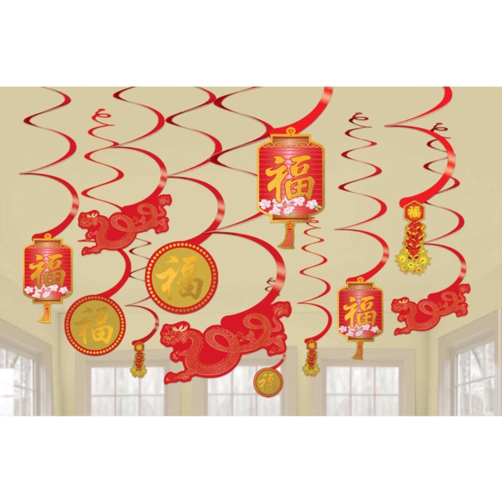Chinese New Year Swirl Decortaion Value Pack Hot Stamped